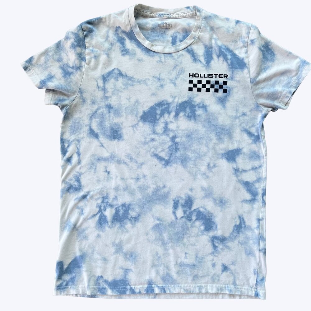 Vintage Hollister Tie Dye T-Shirt Size: S White Blue Tie Dye